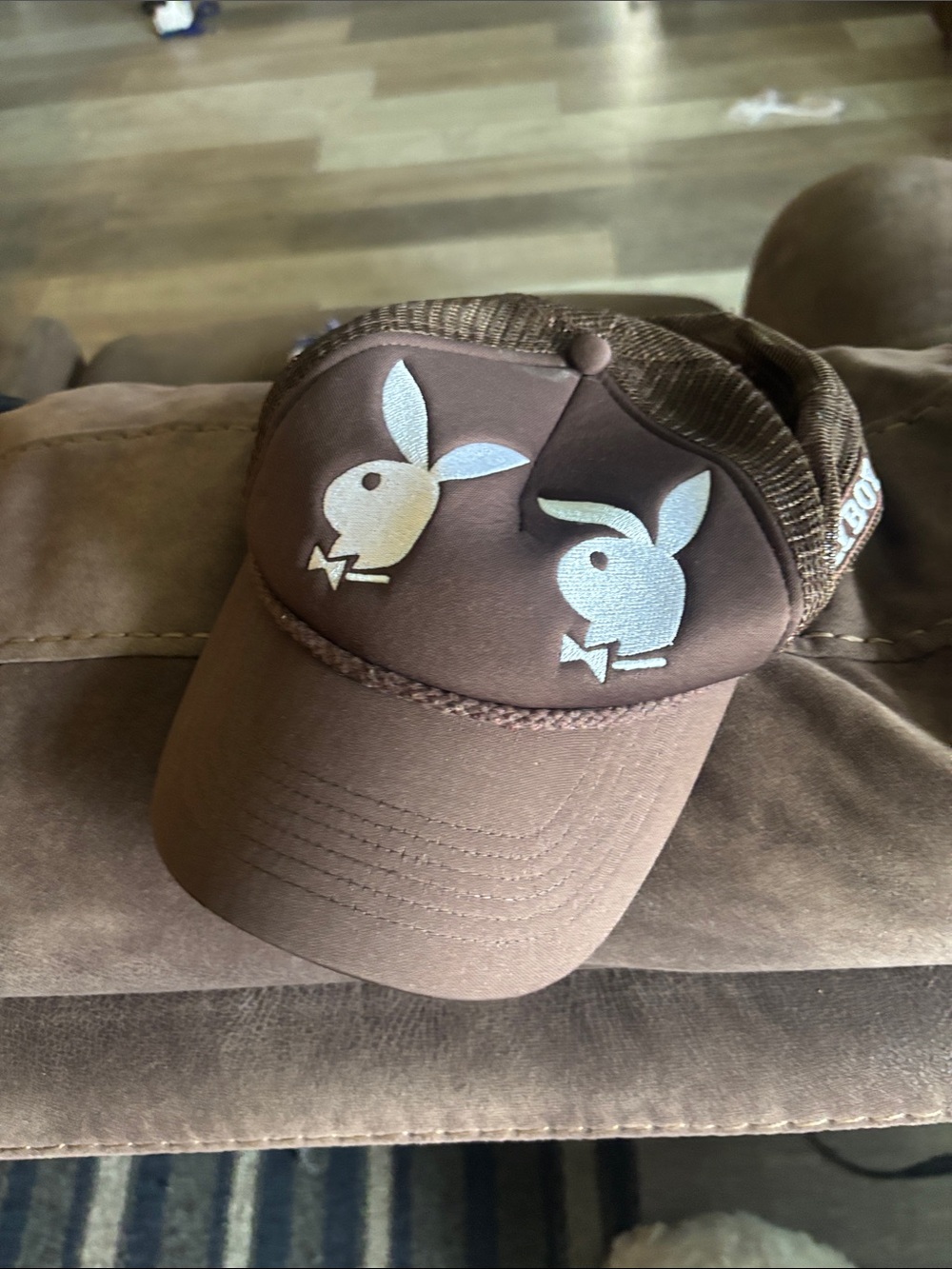 PLAYBOY Brown Cap with Dual Bunny Embroidery
